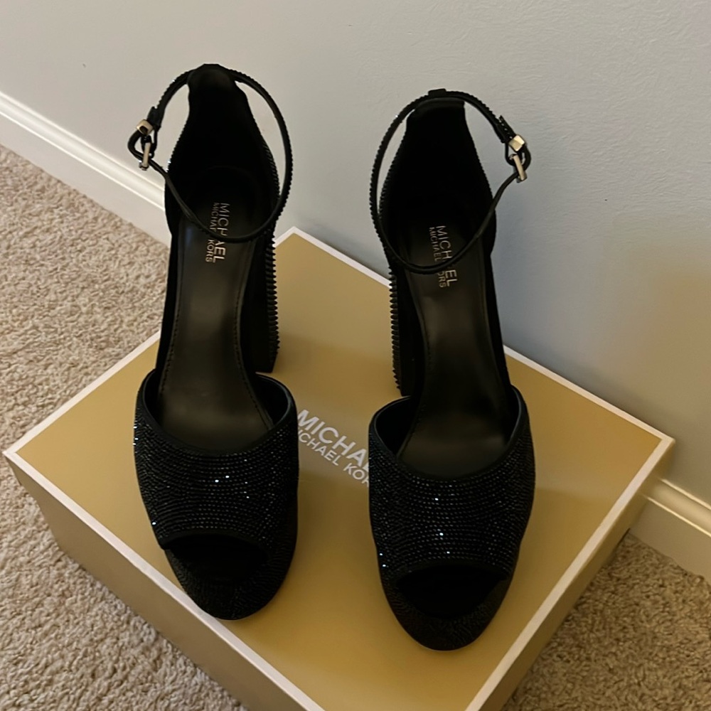 Michael Kors black platform open toes heels